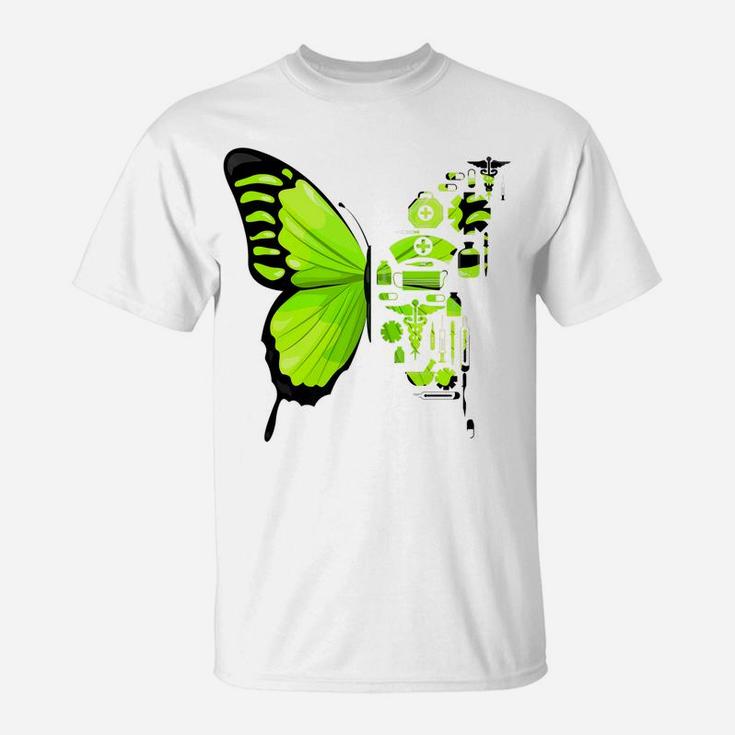 Rn Nurse Butterfly Cute Lpn Cna Nursing Student T-Shirt