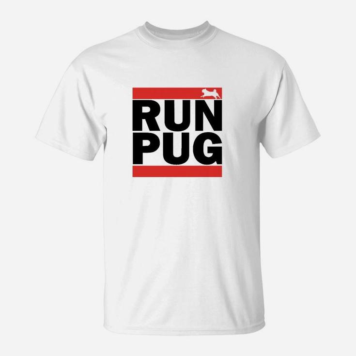 Run Pug Herren-Laufshirt, Sport-Design in Weiß