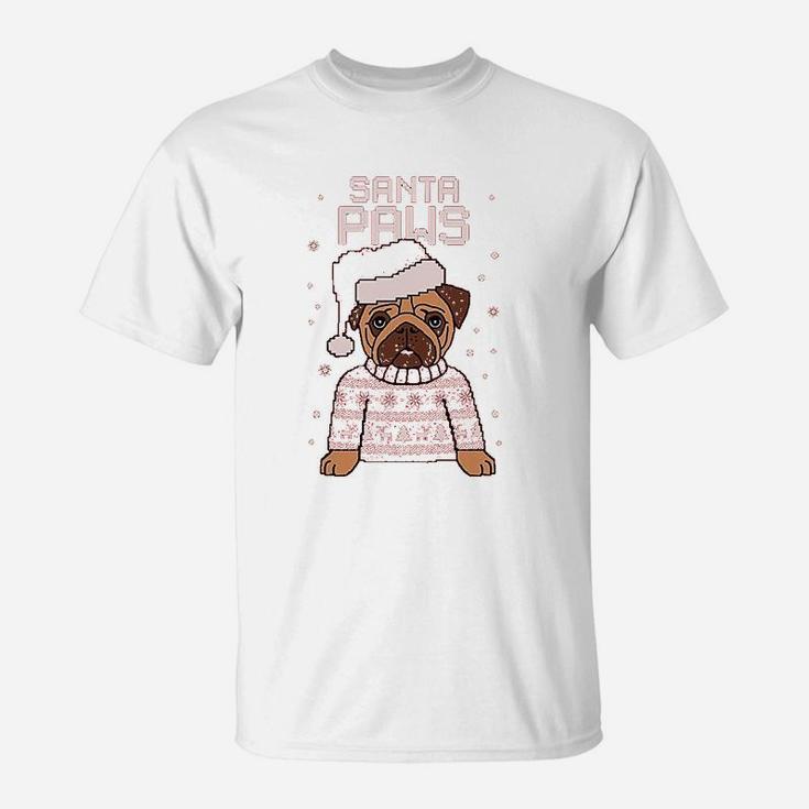 Santa Paws Pug Ugly Christmas Dog T-Shirt