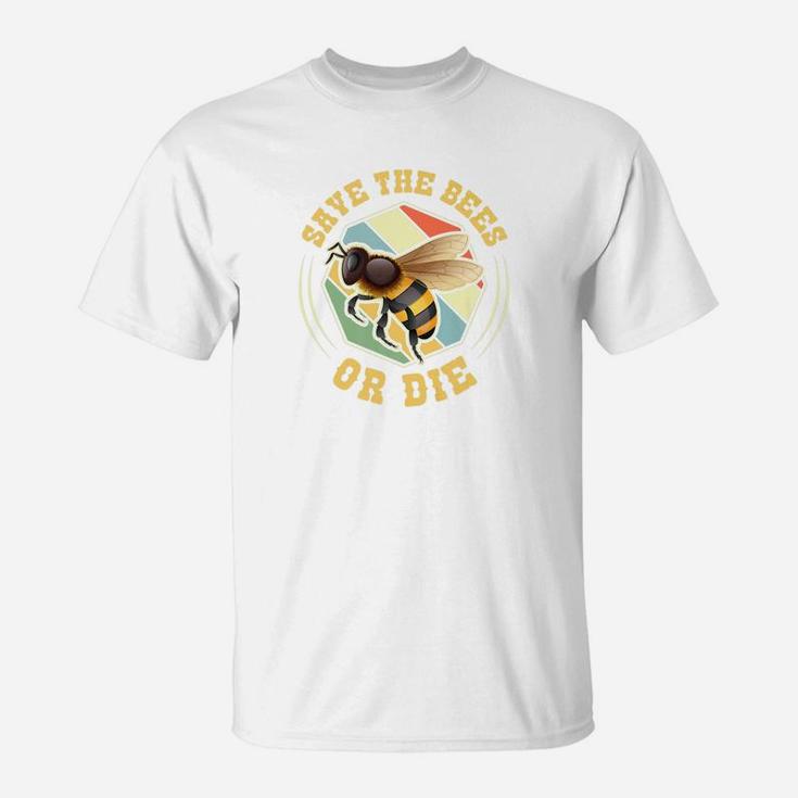 Save The Bees Vintage Retro Gift For Beekeeper T-Shirt