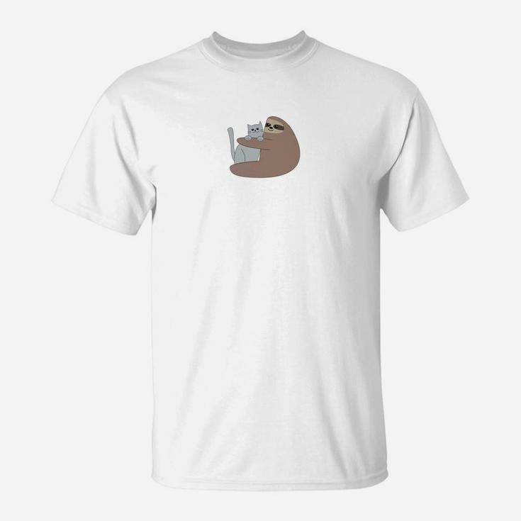 Sloth Hugging Ca Funny Cute Best Friend Gift T-Shirt