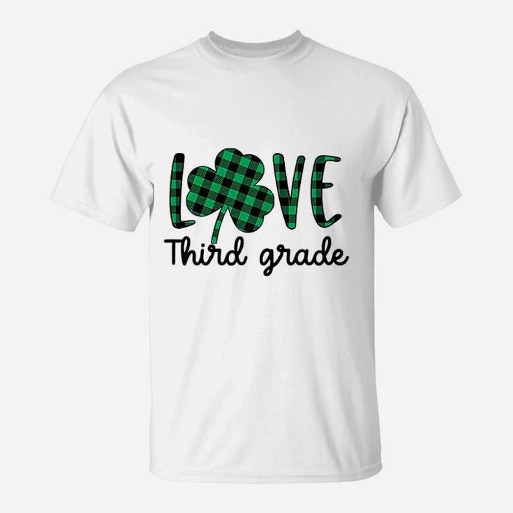 St Patricks Day Gift For Third Grade Teacher Plaid Shamrock T-Shirt