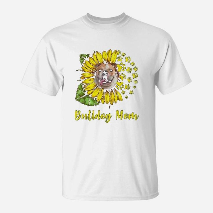 Sunflower Bulldog Mom Dog Lover Gift T-Shirt