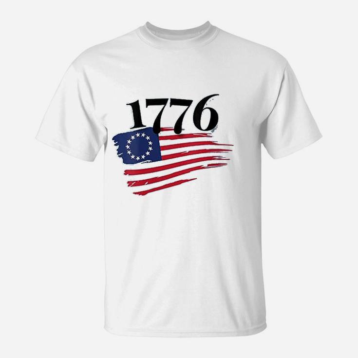 Tattered Betsy Ross Flag 1776 Proud American Veteran Protest T-Shirt