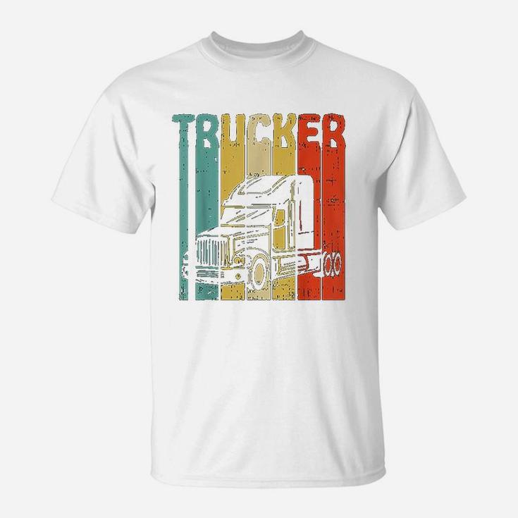 Trucker Retro Truckin Big Rig Semi Trailer Truck Driver Gift T-Shirt