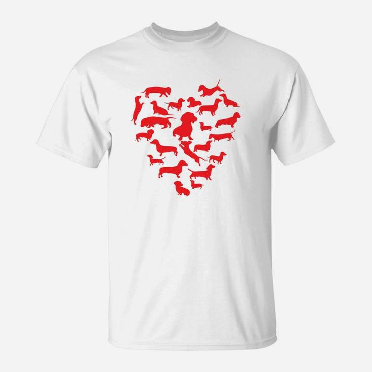 Valentines Day Dog Heart Funny Dachshund T-Shirt