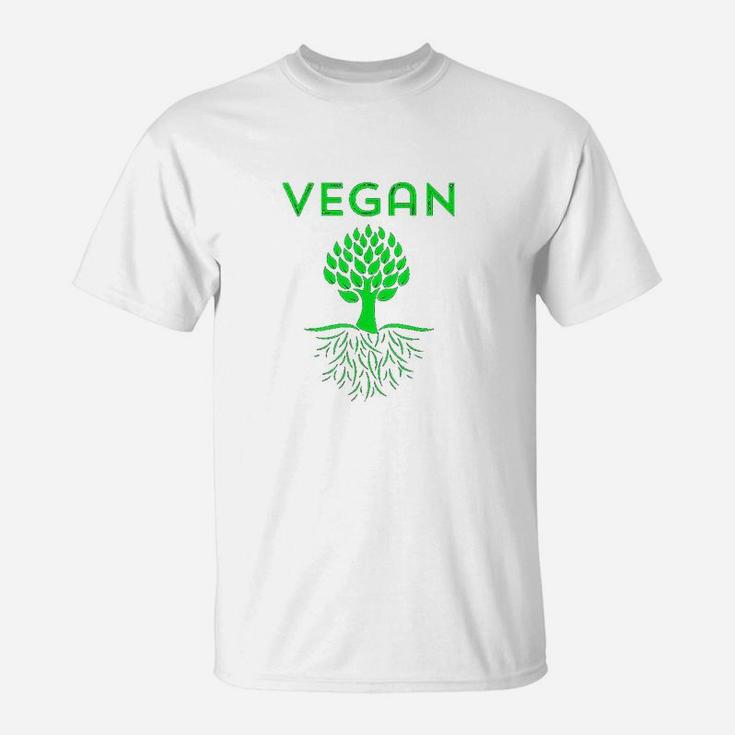 Vegan Tree Roots Green Vegetarian Love Mother Earth Organic T-Shirt