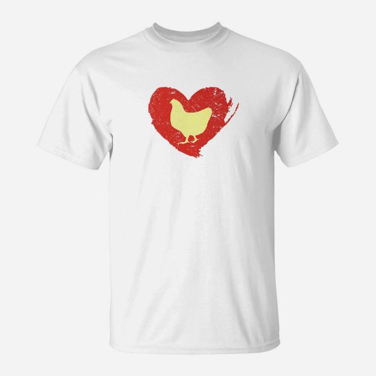 Vintage Chicken Farmer Hear Gift For Animal Lovers T-Shirt