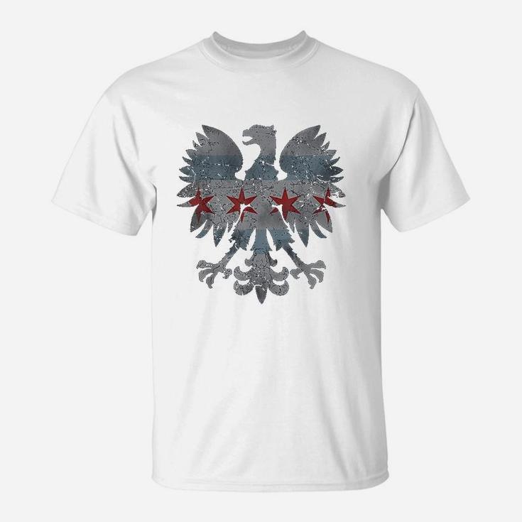 Vintage Polish Eagle Flag Of Chicago Family Heritage T-Shirt