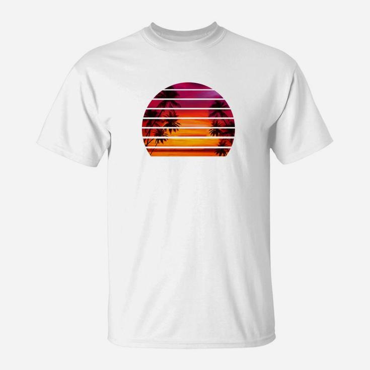 Vintage Retro Sunset Palm Tree Beach California Hawaii Shirt Premium T-Shirt