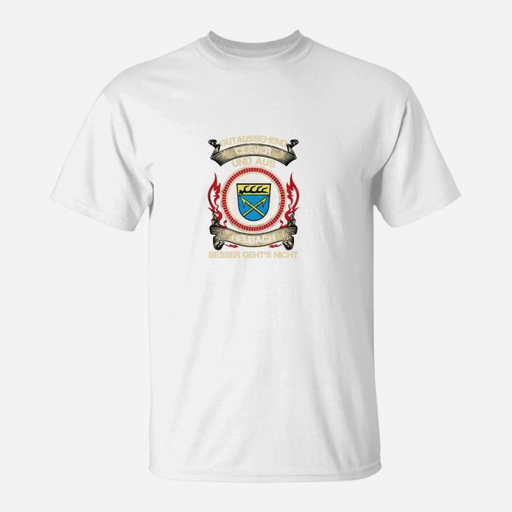 Vintage Wappen & Flammen T-Shirt für Herren, Retro-Design Weiß