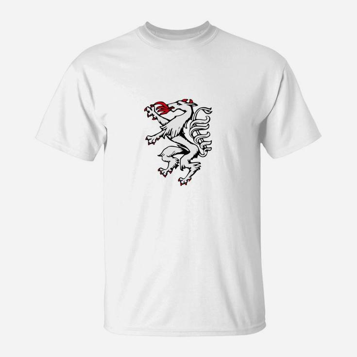 Weißes T-Shirt mit Comic Löwe Sprung, Stylisches Shirt für Tierfreunde