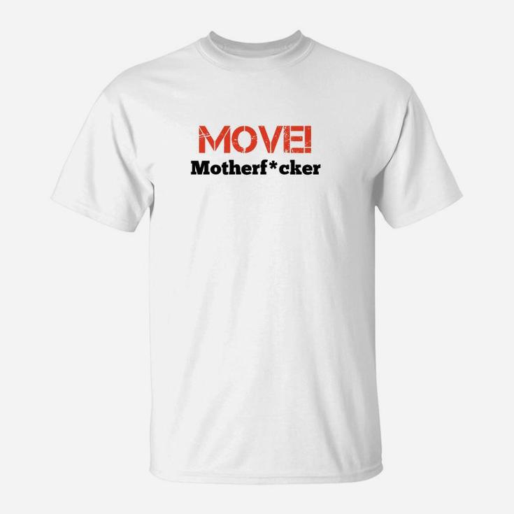 Weißes T-Shirt mit MOVE! Aufdruck, Motivations-Shirt für Sportler