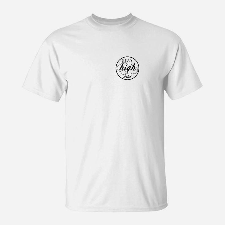 Weißes Unisex T-Shirt Stay High Brusttaschen-Design, Freizeitmode