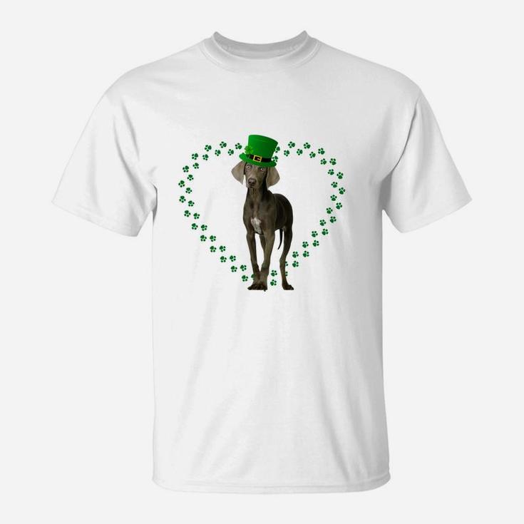 Weimaraner Heart Paw Leprechaun Hat Irish St Patricks Day Gift For Dog Lovers T-Shirt