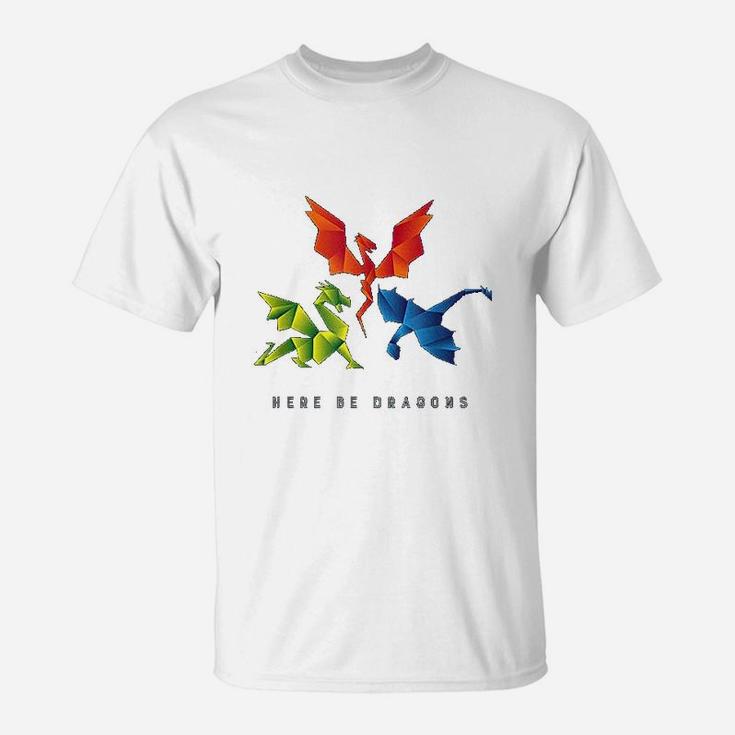 Where The Dragons Went Origami Style Dragons T-Shirt