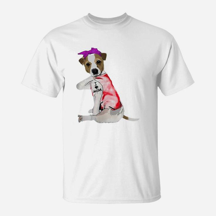 I Love Mom Jack Russell Terrier Tattooed T-Shirt