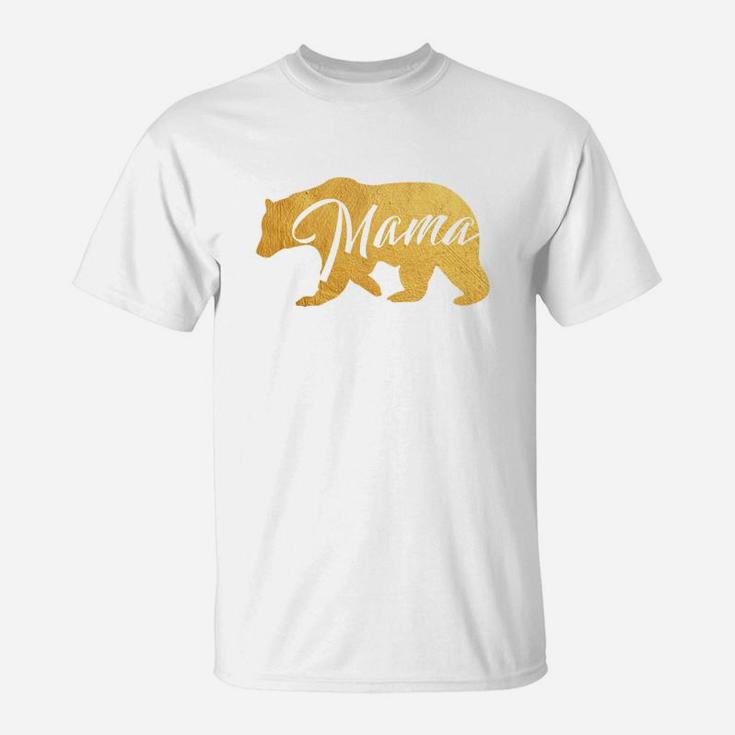 Womens Mama Bear Shirt Gold Mothers Day Mom Shirt Funny T-Shirt
