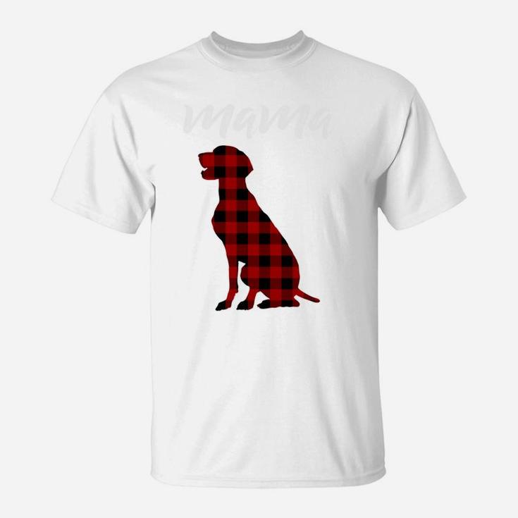 Womens Red Plaid Mama Weimeraner Labrador T-Shirt