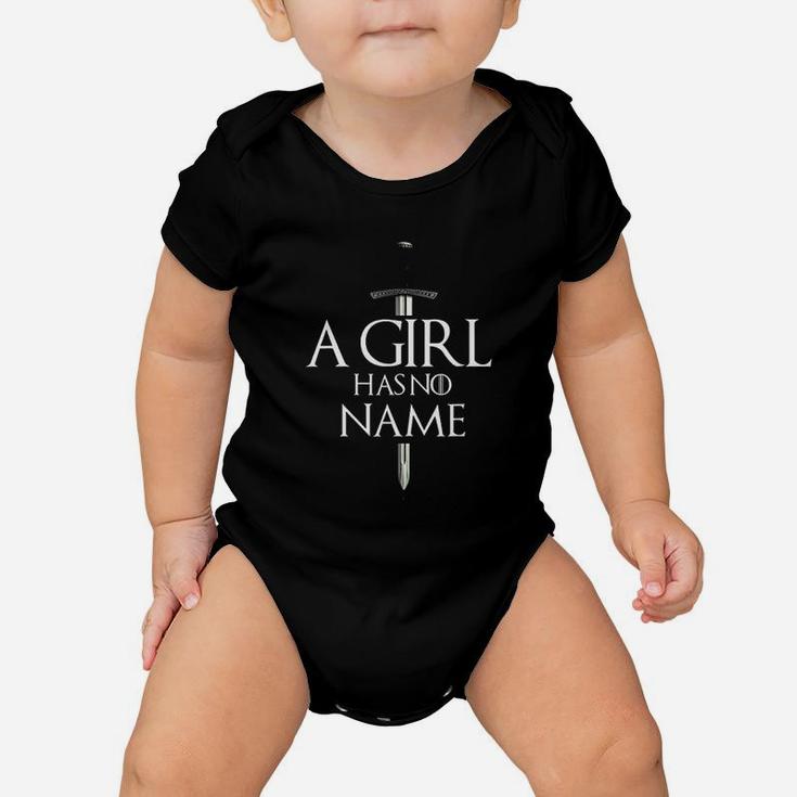 A girl has store no name onesie