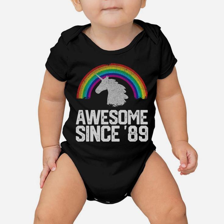 Funny Unicorn 1989 32nd Birthday Gift Rainbow Retro Vintage  Baby Onesie