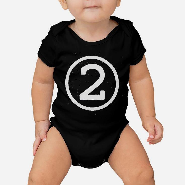 Happy Family Clothing Second Birthday Modern Circle Number Two Baby Onesie