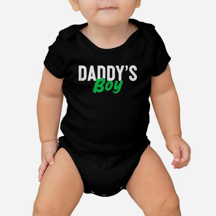 Kids Daddys Boy Green Text Kids Fathers Day Baby Onesie