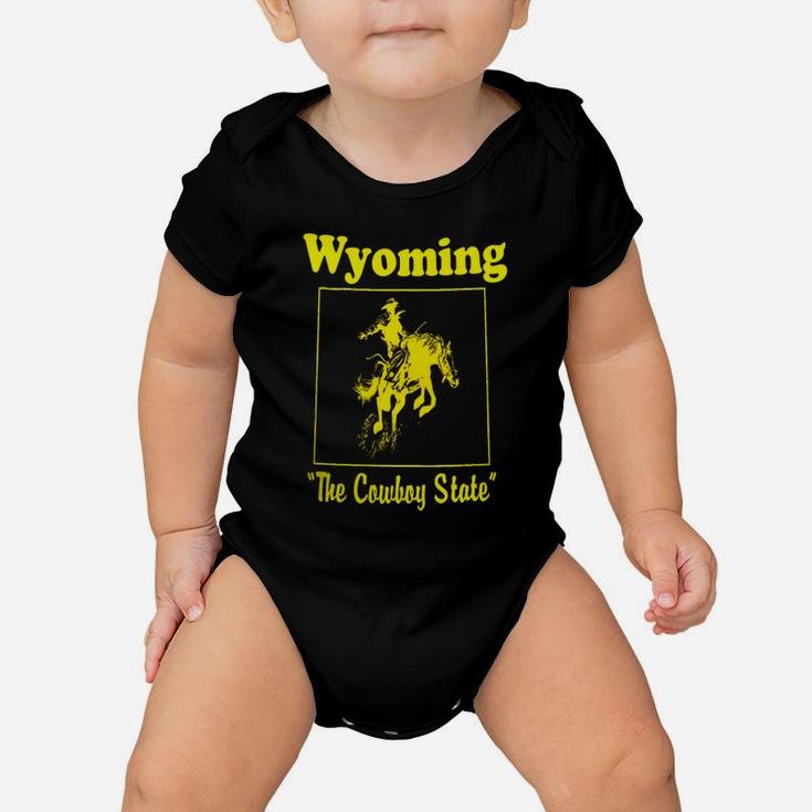 Mens Wyoming The Cowboy State Vintage Baby Onesie