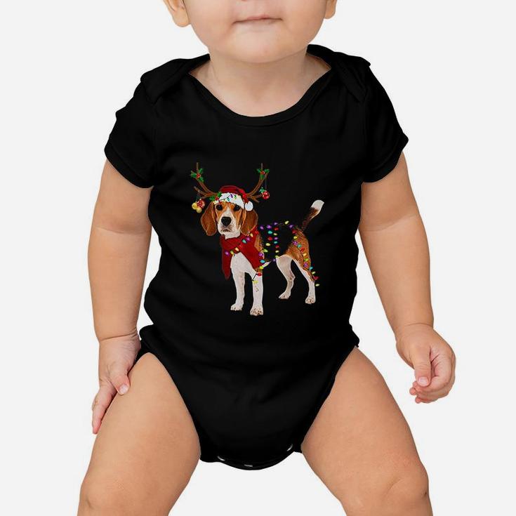 Santa Beagle Reindeer Light Christmas Gifts Baby Onesie