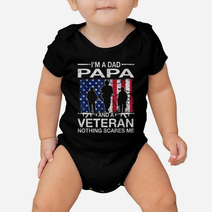 Veteran Dad Papa Nothing Scares Me American Flag Baby Onesie