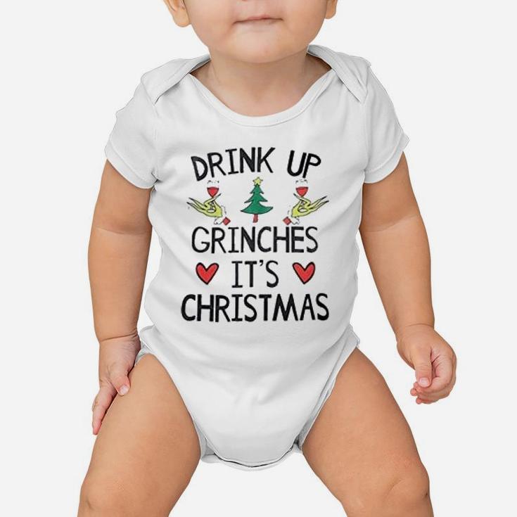 Grinch Drink Up It Is Christmas Baby Onesie