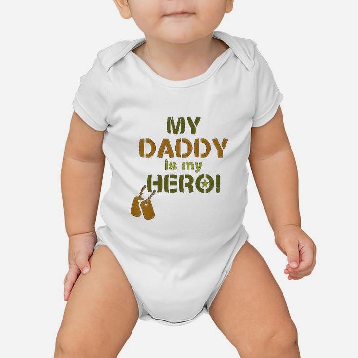 My Daddy Is My Hero Military Soldier Dog Tags Baby Onesie