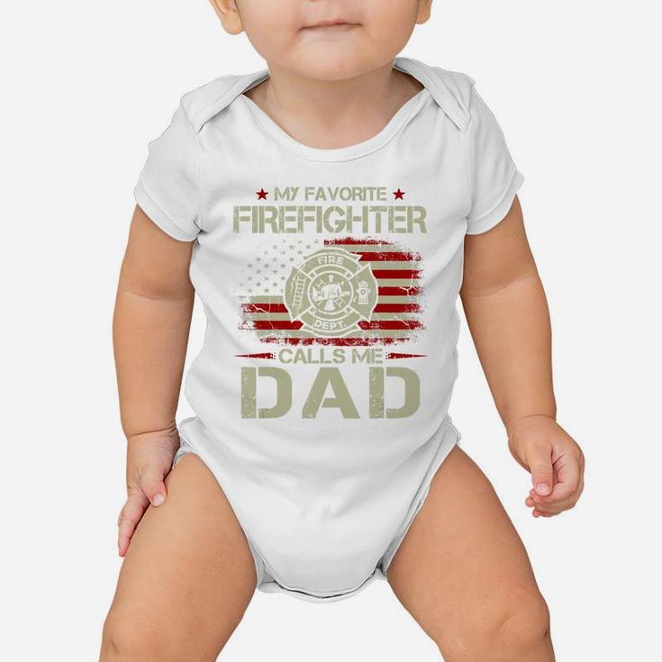My Favorite Firefighter Calls Me Dad Shirt For Fathers Day Baby Onesie